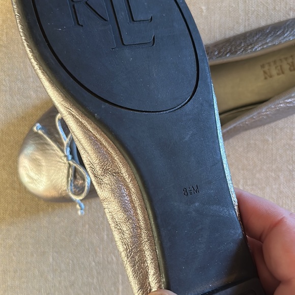 Lauren Ralph Lauren Amarissa Leather Metallic Ballet Flats Silver Size 8.5 - Picture 11 of 11
